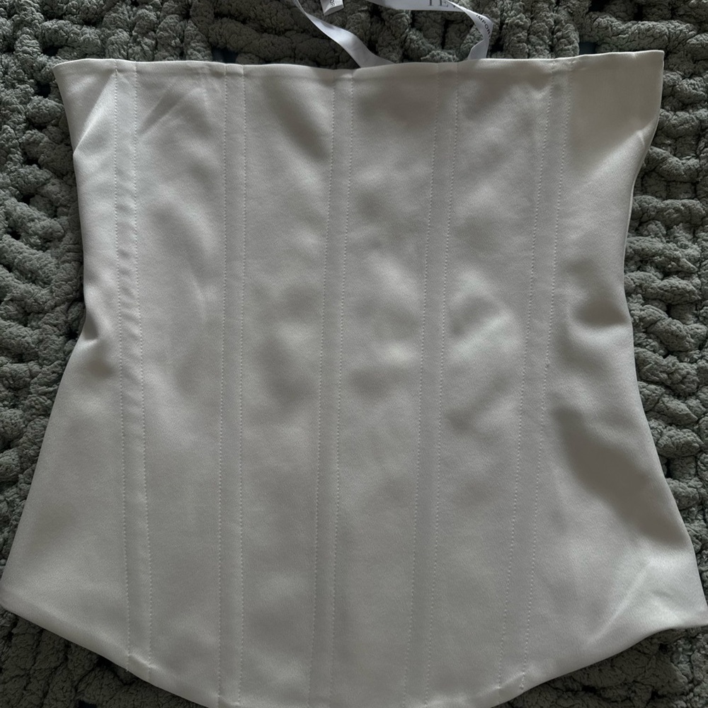 LEAU White satin Corset Top